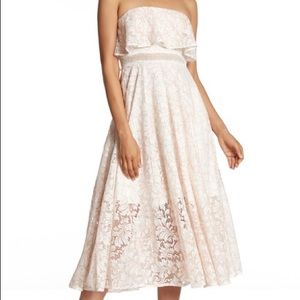 Strapless Lace Popover Midi Dress